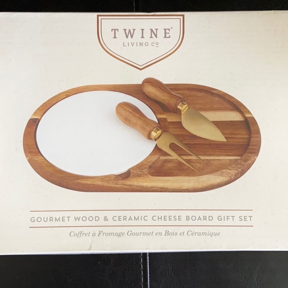 Twine Living Co. Gourmet Wood & Ceramic Cheese Board Set - Picture 13 of 14